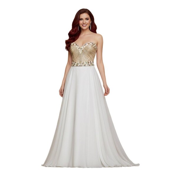 Sherri Hill Embellished Sweetheart Neckline Strapless Gown Size 4 Pageant Prom - Picture 1 of 15